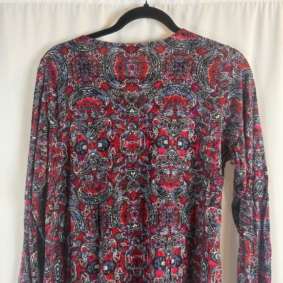 J.Jill Gorgeous V-Neck Knit Tunic ~ True Red Sparkling Paisley Size: M - Picture 12 of 13